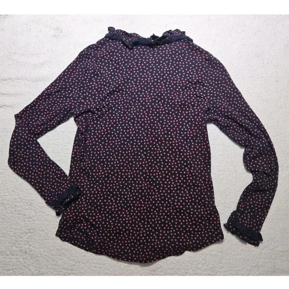 Boden Black Blouse with Pink Dots and Ruffles - Picture 6 of 9